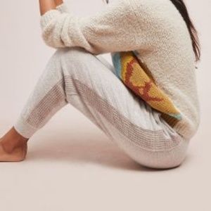 New Anthropologie Waffle-Trimmed Joggers L